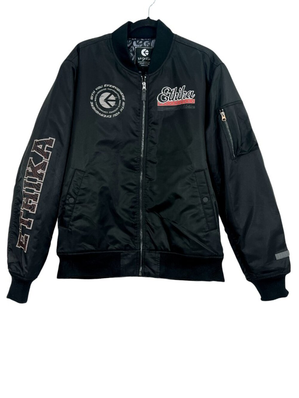 Ethika Athletics Satin Bomber Jacket Black Large NWOT